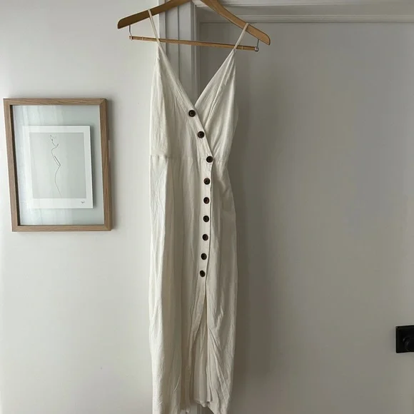 White Button Midi Dress - Picture 5 of 7